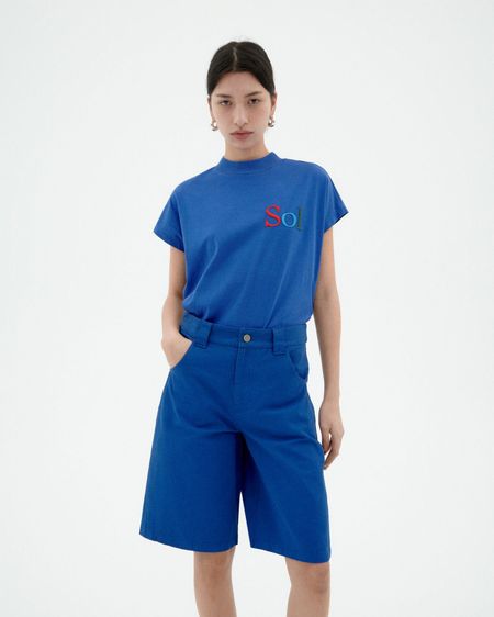 T-shirt en coton bio | bleu "sol type indigo volta tee - blue"