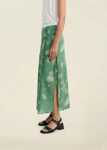 Jupe longue en coton bio et lyocell | vert "tipia kora skirt" - Thinking Mu