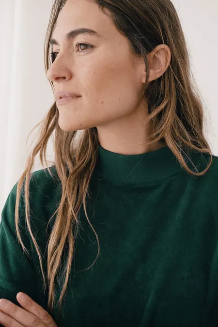 Sweat velours en coton bio | vert foncé "Binz - dark-green", Twothirds