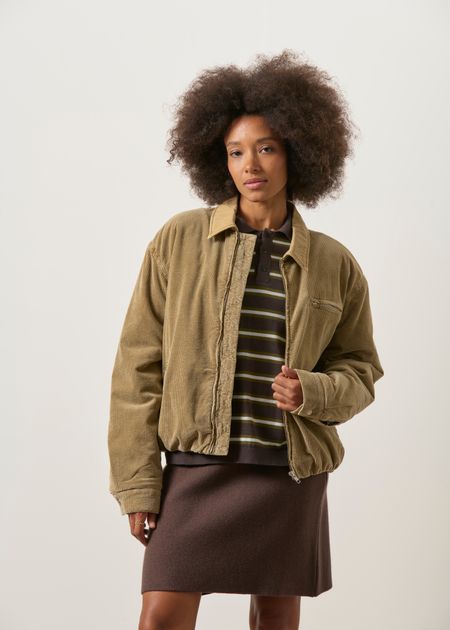 Veste doublée en velours coton bio | camel "Padded cord iconic å jacket", Armedangels