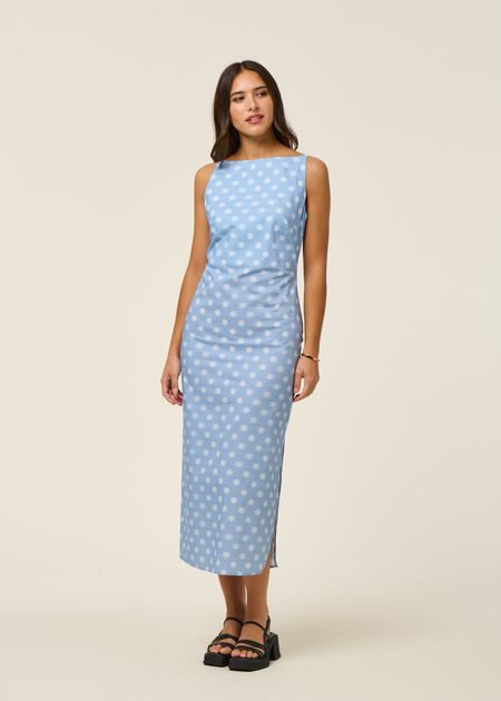 Robe en coton bio et lyocell | bleu ciel "puntets blue sunniva dress - blue", Thinking Mu, photo 5