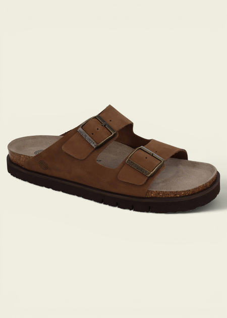 Sandales en cuir suède certifié | tan "hawaii nubuck tan" - Genuins