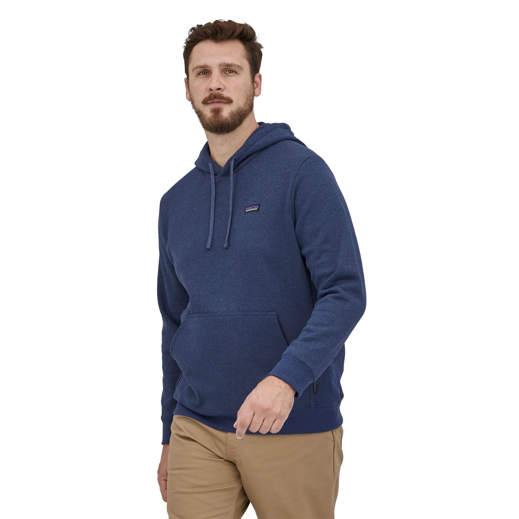 Sweat à capuche bleu en coton et matière recyclée - p-6 label uprisal hoody current blue, Patagonia, photo 1