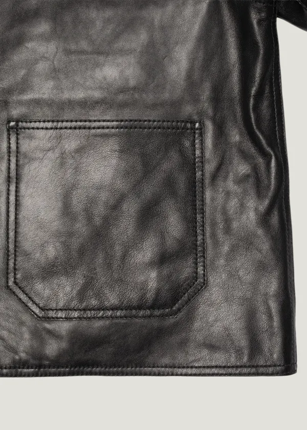 Veste en cuir tannage semi végétal | noir "anja zip jacket leather - black", Nudie Jeans