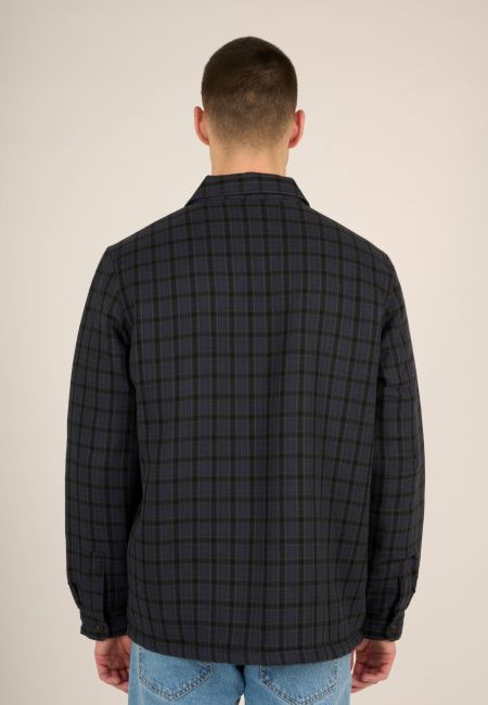 Veste bleu foncé à carreaux en coton bio et recyclé - teddy lining trekking green, Knowledge Cotton Apparel, photo 2