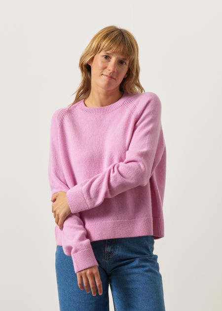 Pull oversize raglan en laine mérinos recyclée | rose poudré - WeDressFair