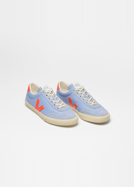 Baskets en cuir | bleu "volley - olympe orange fluo calcaire" - Veja