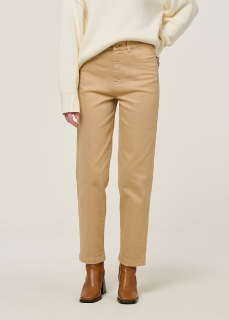 Hose mit geradem Schnitt aus Bio-Baumwolle | Beige "ibia", SKFK, Foto 3