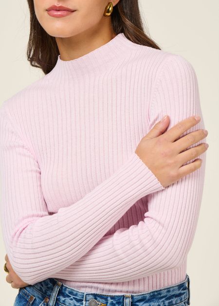 Sous-pull côtelé en coton biologique | rose pâle "alaania knit sweater - pink mist" - Armedangels