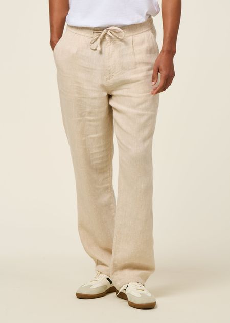 Pantalon en lin bio | beige "loose linen pant light feather gray" - Knowledge Cotton Apparel