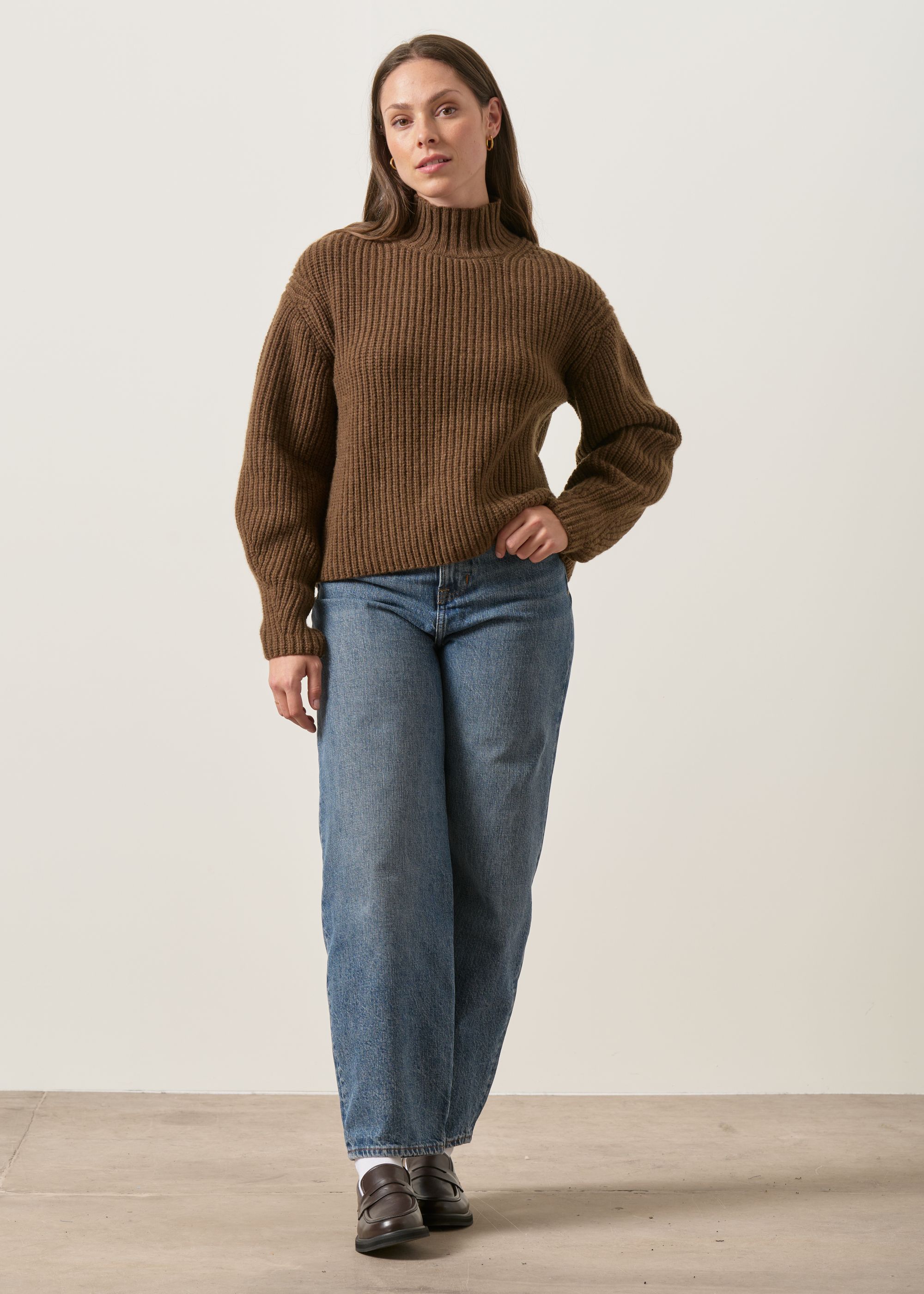 Pullover mit Stehkragen im Patentstrick aus zertifizierter Merinowolle | Schokolade, WeDressFair, Foto 3