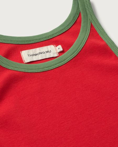 Débardeur en coton bio | rouge "clavel ivy contrast harriet top" - Thinking Mu
