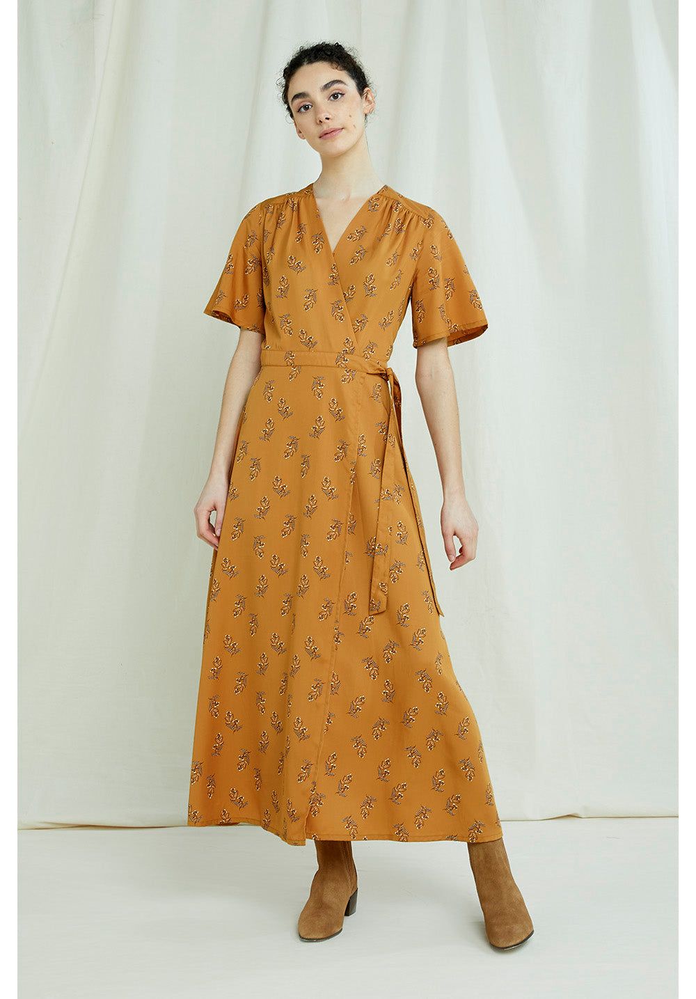 Robe longue orange à imprimé floral en tencel - caroline, People Tree, photo 1