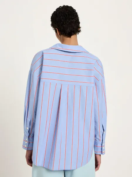 Chemise en coton bio | rayé bleu et rouge "streifenhemd - blue/ lava red", Lanius, photo 4