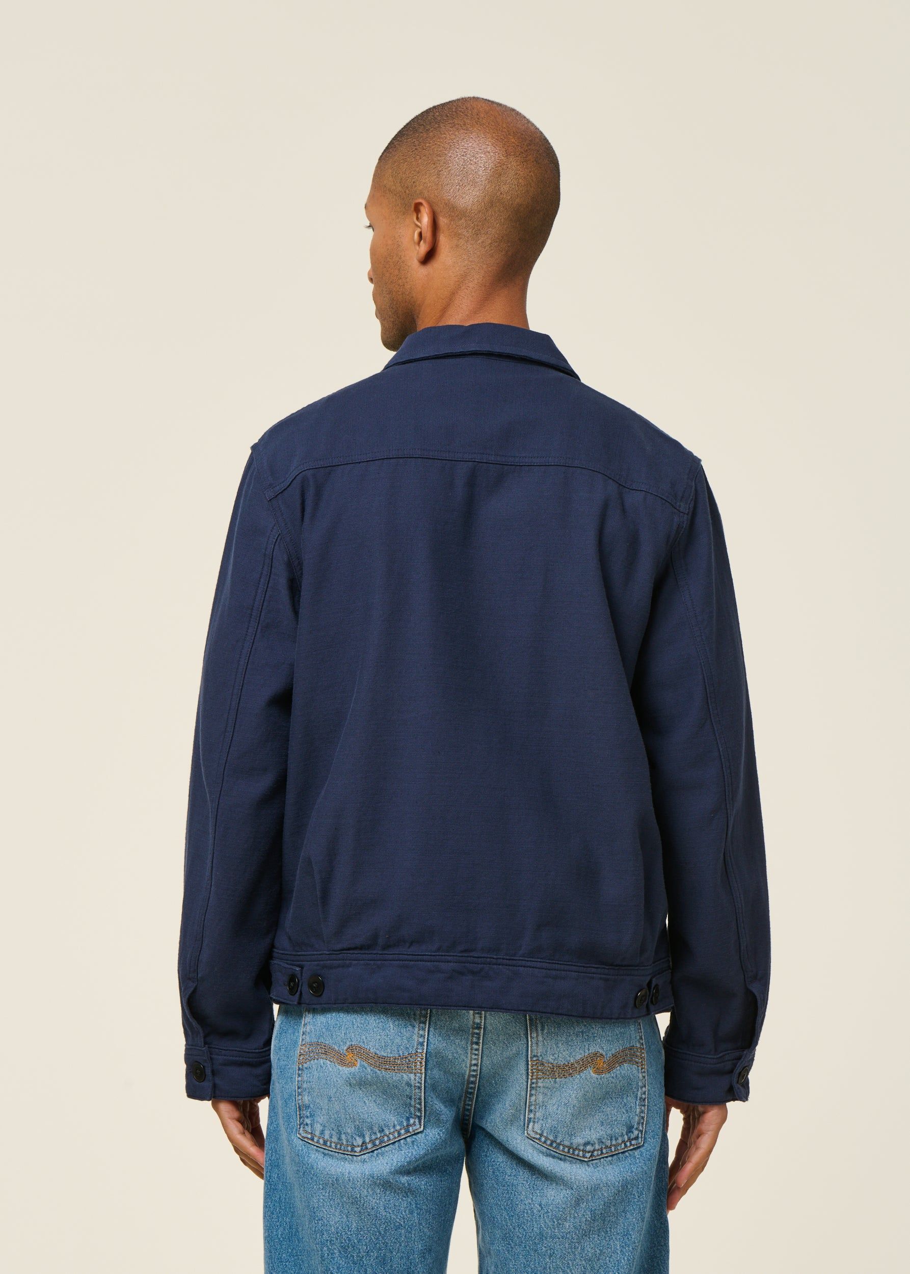 Jacke aus Bio-Baumwolle | Marineblau "Blake zip jacket back sateen - navy", Nudie Jeans, Foto 5