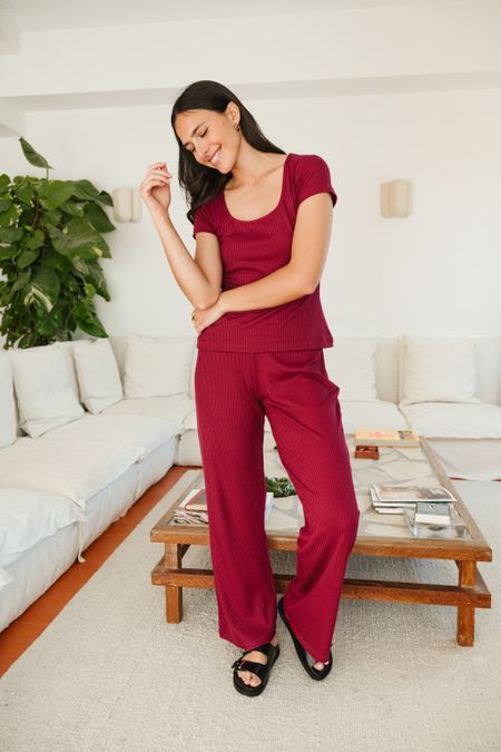 Pantalon fluide en Tencel côtelé taille élastiquée "Tania" | framboise - WeDressFair