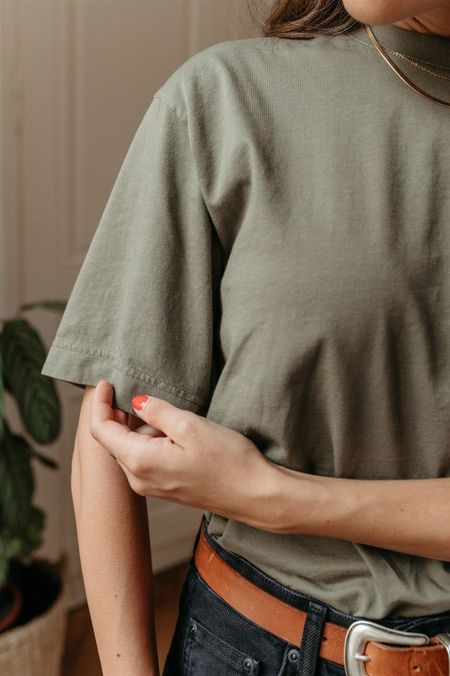 T-shirt oversize olive en coton bio - women oversized t-shirt dusty olive - Colorful Standard