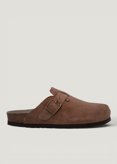 Sabots en cuir certifié | marron "riva velour terra" - Genuins