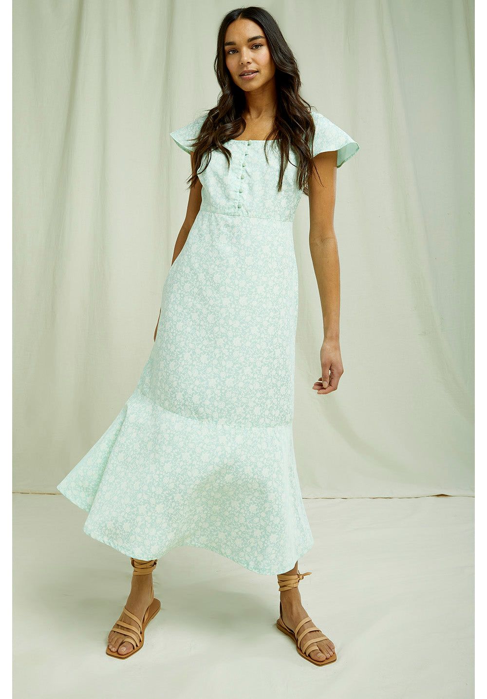Robe longue vert menthe fleurie en tencel - pippa, People Tree, photo 2