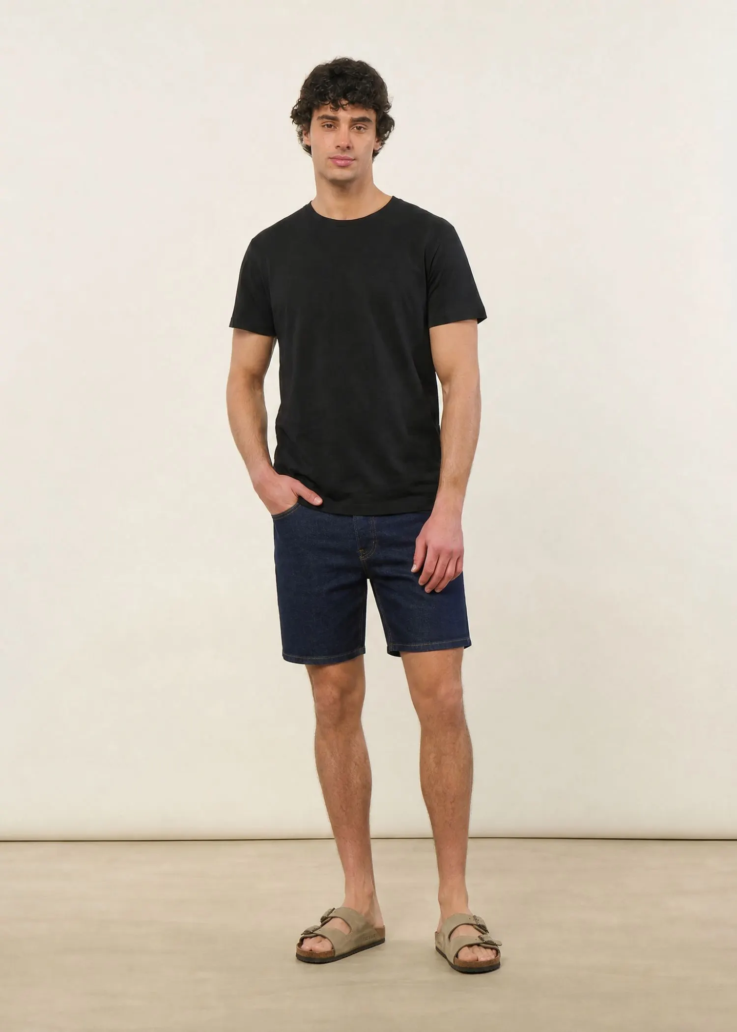 T-shirt classique en coton lin upcyclé | noir, WeDressFair, photo 4