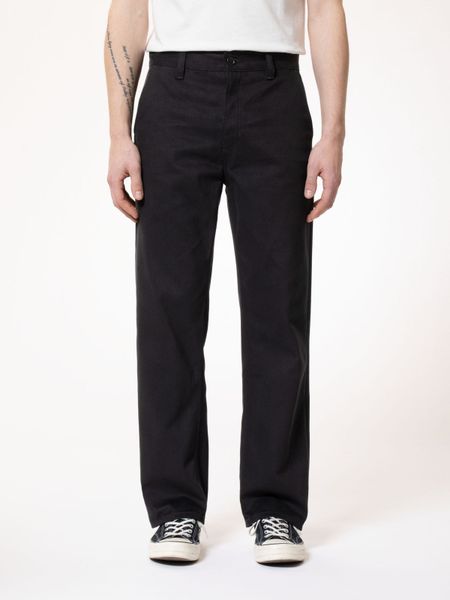 Pantalon large en sergé de coton bio | noir "tuff tony pants black" - Nudie Jeans