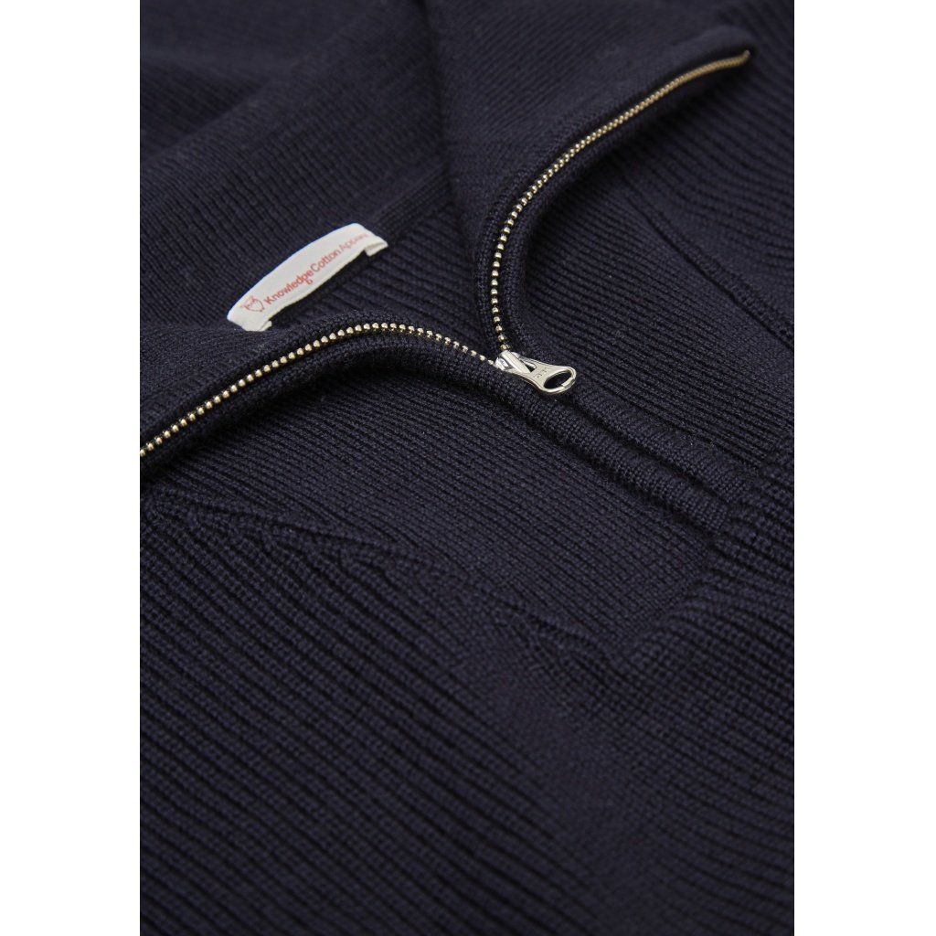 Pull col zippé marine en coton et laine bio - valley, Knowledge Cotton Apparel, photo 7