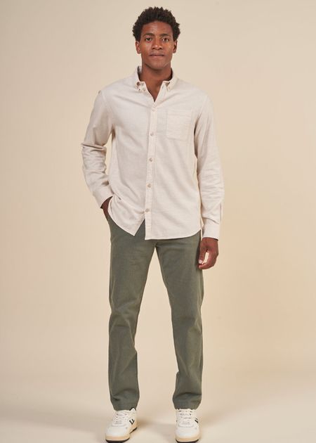 Chino en flanelle de coton bio | vert forêt "chuck flannel chino pants forrest night, Knowledge Cotton Apparel, photo 6