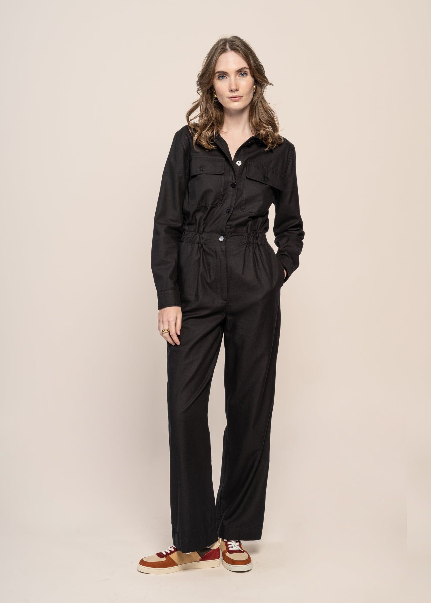 Combinaison en coton bio et tencel | noir "black bean montana jumpsuit", Thinking Mu, photo 1
