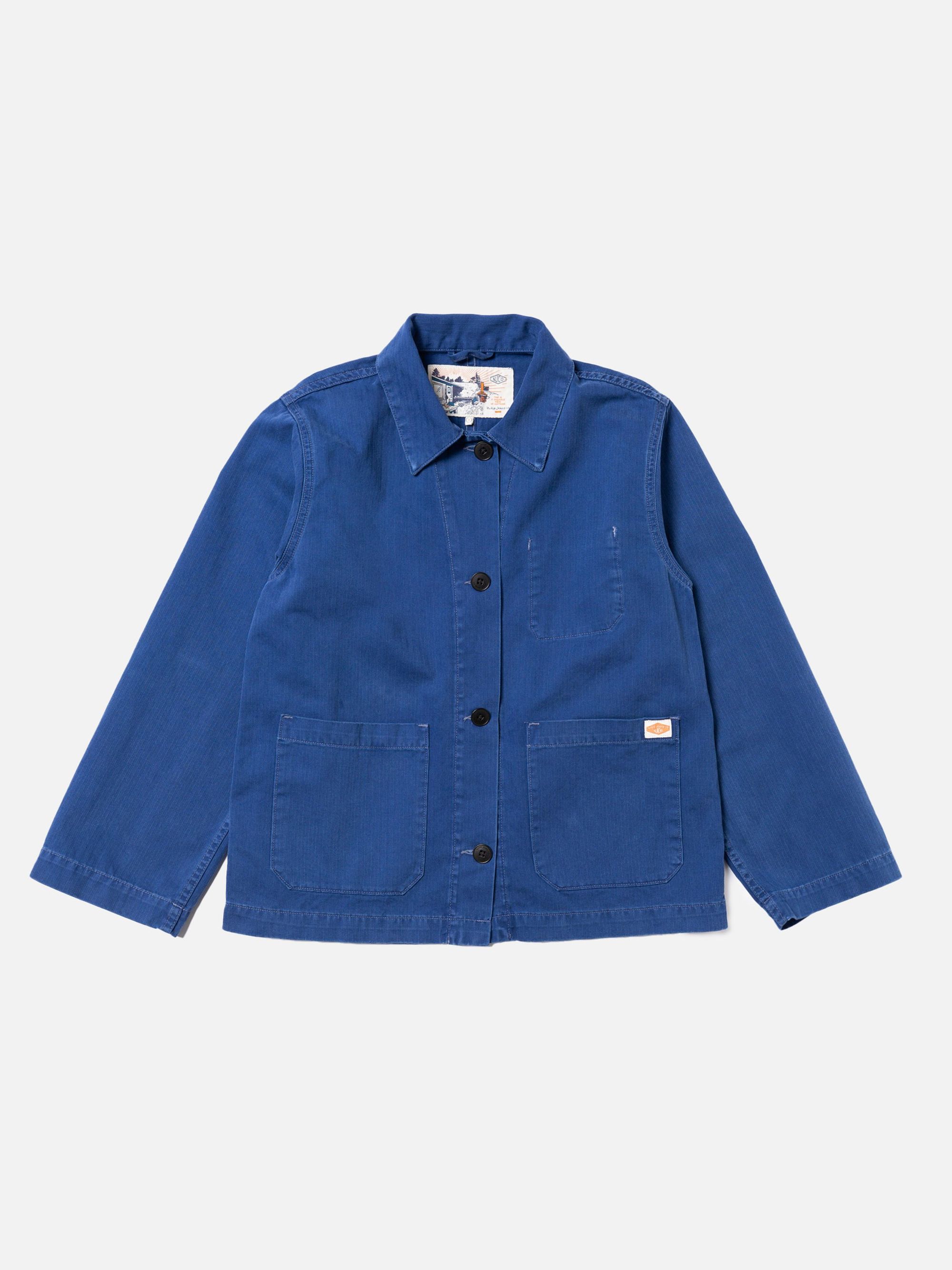 Jacke aus Bio-Baumwolle | Blau "lovis herringbone denim jacket blue", Nudie Jeans, Foto 6
