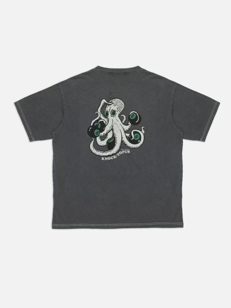 T-shirt en coton bio | anthracite "Koffe knock-topus t-shirt" - Nudie Jeans
