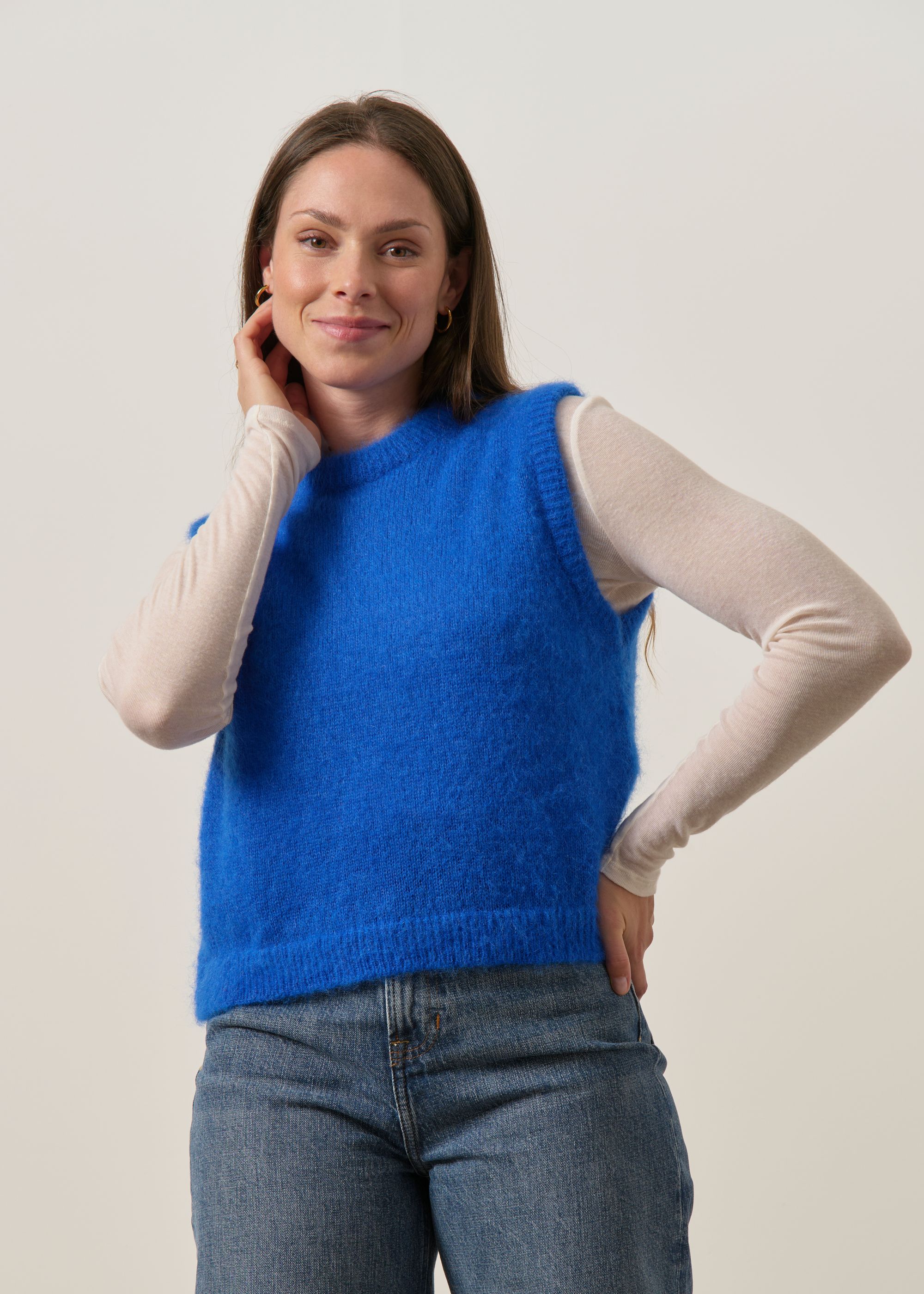 Pull sans manche en mohair certifiée | bleu électrique "Luna" , WeDressFair, photo 5