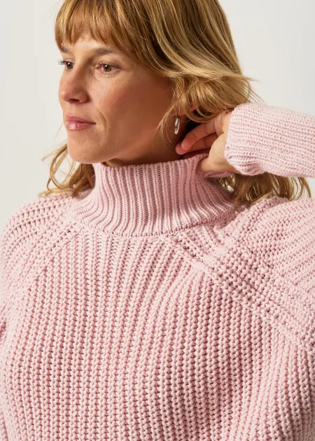 Pull maille en coton bio | rose "Ola - pale pink", Jan'n June, photo 2