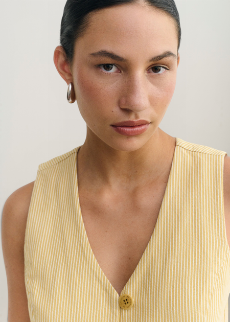 Gilet sans manches | rayé jaune "nogal stripes alisa top - multicolor" - Thinking Mu