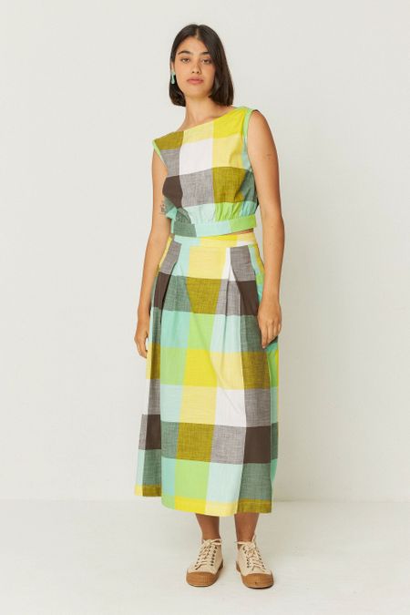 Jupe midi à carreaux en coton bio | multicolore "irama-gots skirt - checks"