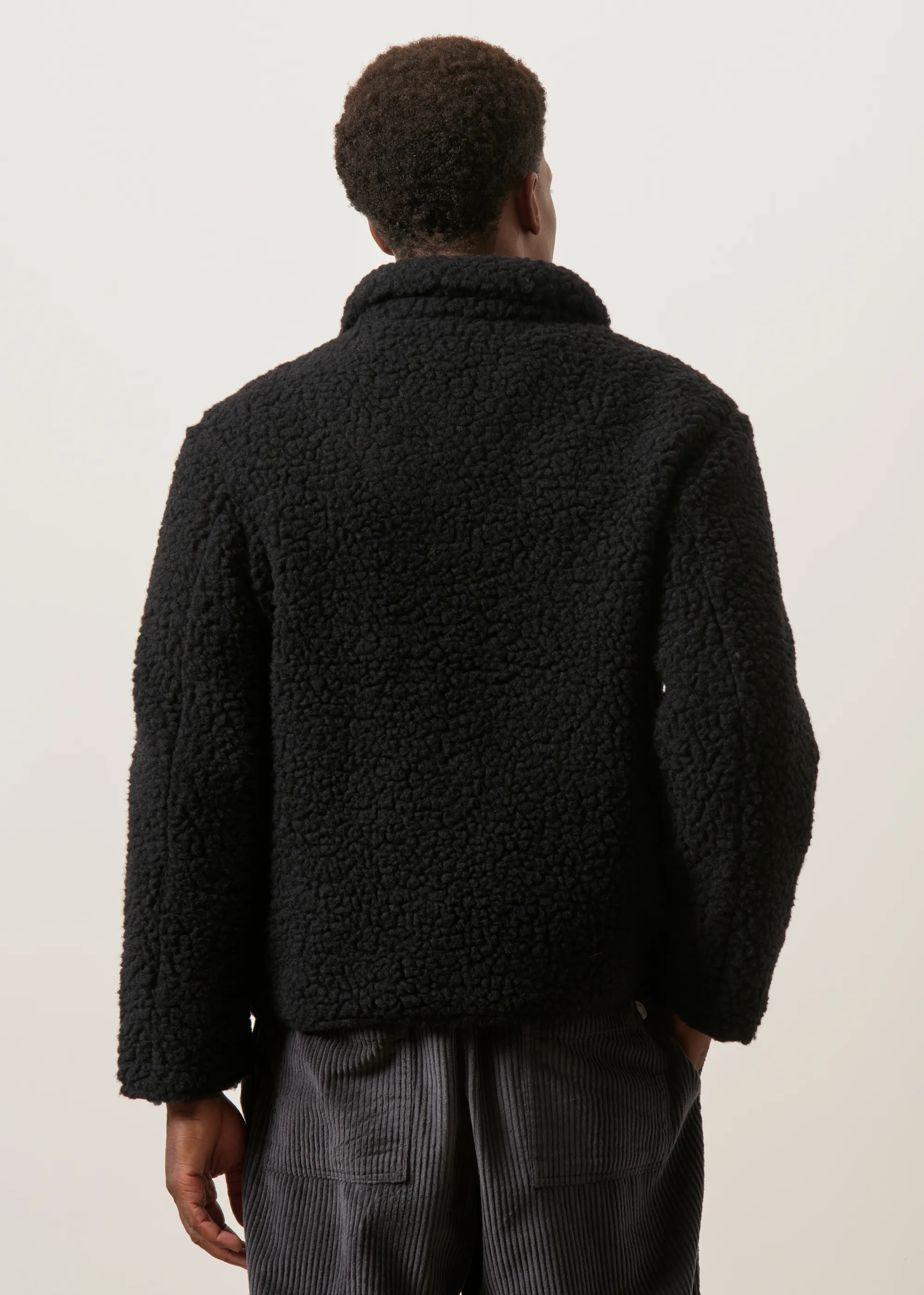 Veste Sherpa en laine et coton bio | noir "Sherpa jacket - true black", Rotholz, photo 4
