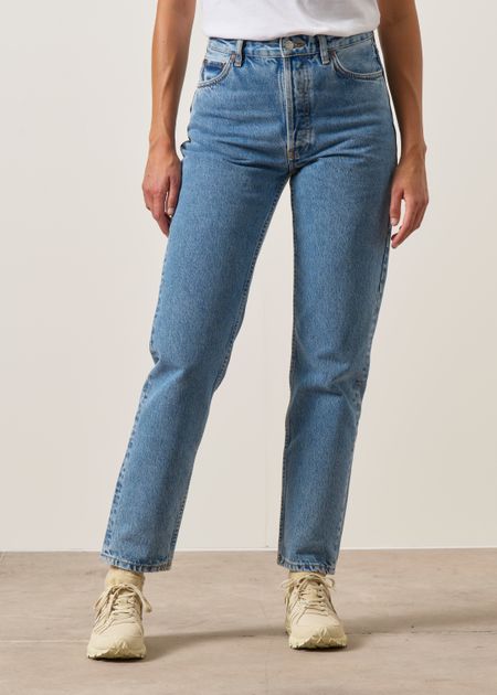 Jean mom en coton bio | bleu "breezy britt casual blue" - Nudie Jeans