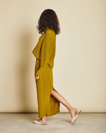 Pull maille ample moutarde en coton bio - ola muddy yellow, Jan'n June, photo 3