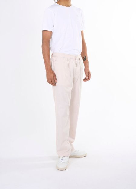 Pantalon léger beige en coton bio - loose slack pant light feather gray, Knowledge Cotton Apparel, photo 4