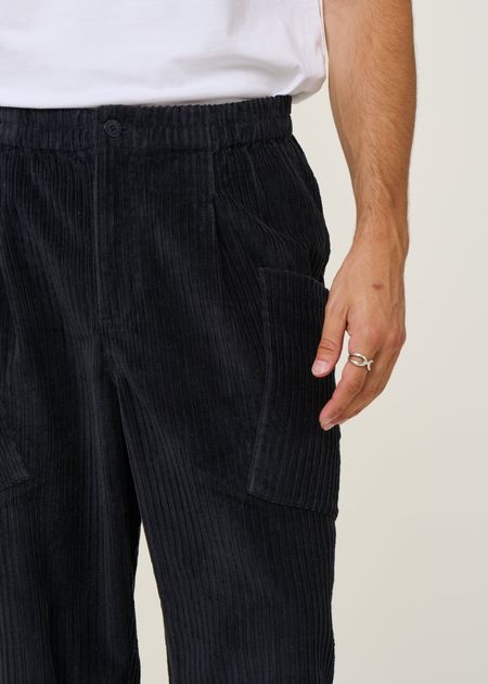 Pantalon large en velours côtelé | bleu "corduroy max pants - blue" - Thinking Mu