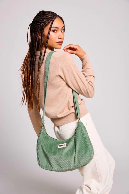 Sac bandoulière en coton bio | vert "rosa velours vert d'eau"