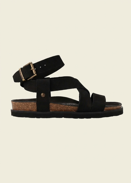 Sandales en cuir certifié | noir "zaha nubuck black" - Genuins