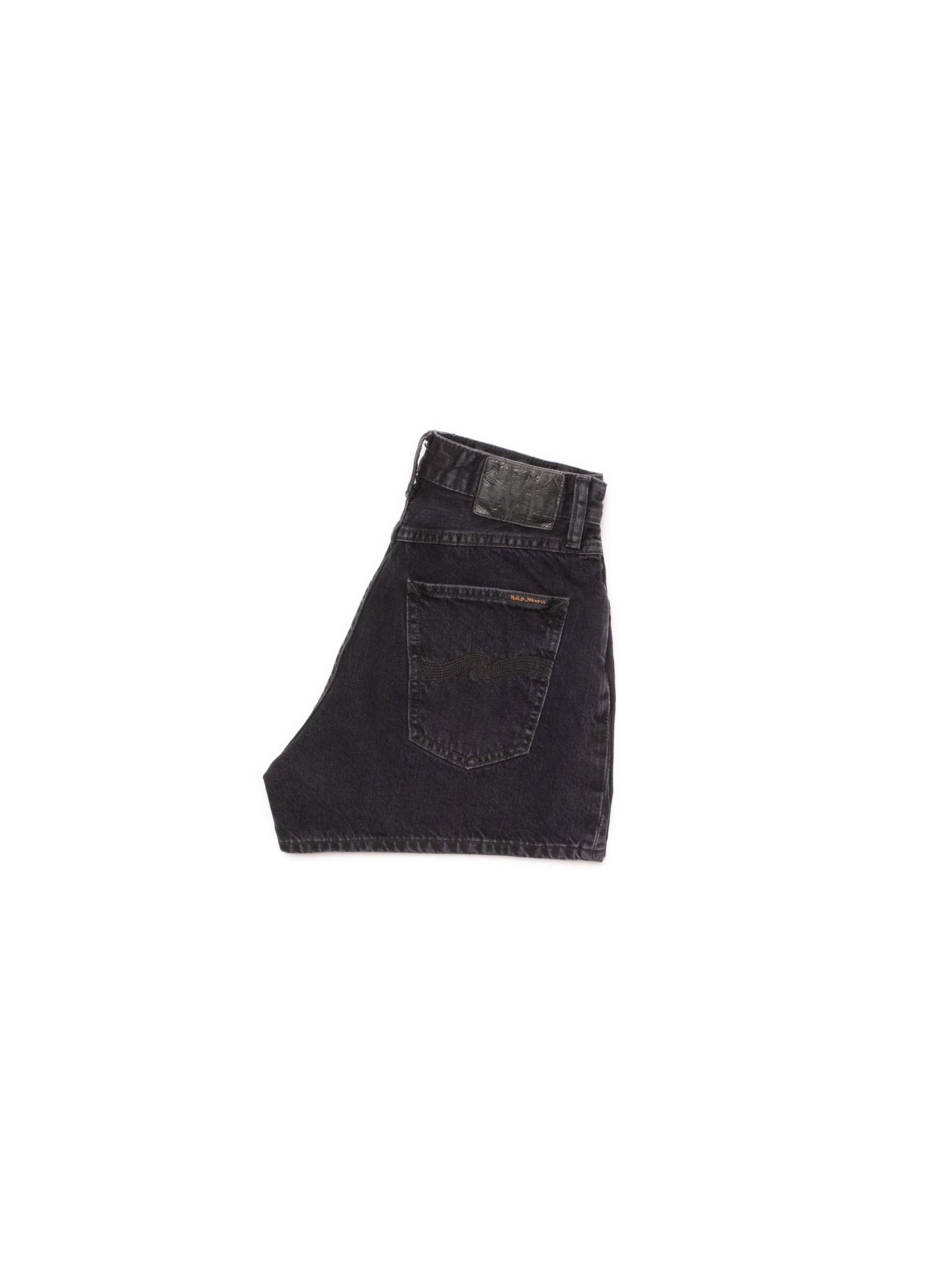 Short en jean de coton bio | noir "maeve denim shorts smooth black", Nudie Jeans, photo 6