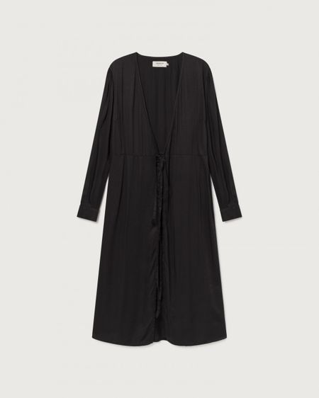 Robe cache-coeur noire en tencel - camille black, Thinking Mu, photo 5