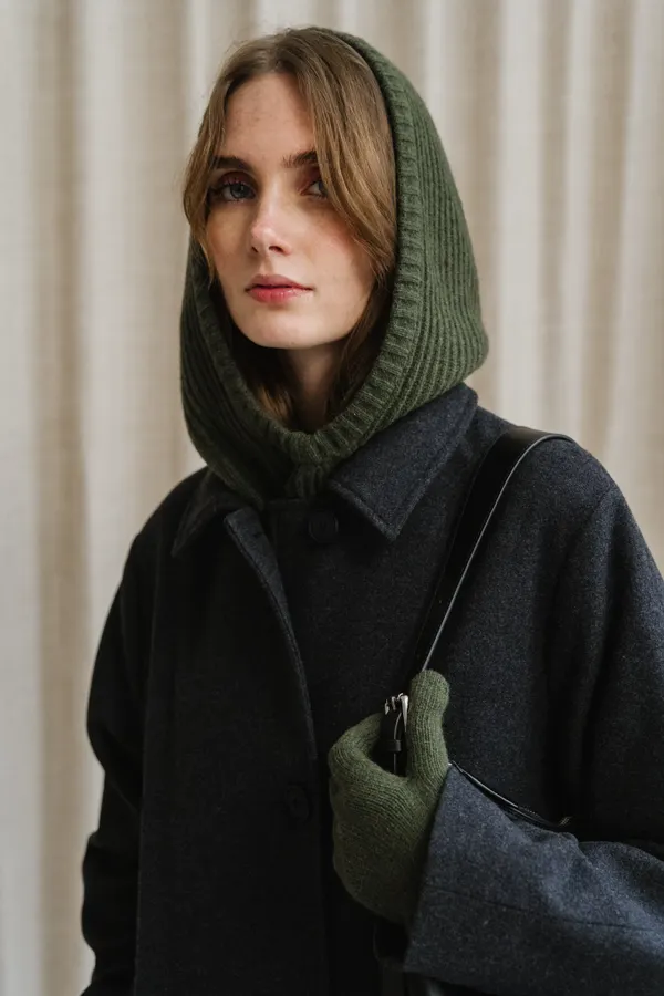 Cagoule en cachemire recyclé | vert "marika - verde foresta", Rifò