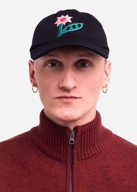 Casquette en coton biologique | noir "casquette six pannel flowering"