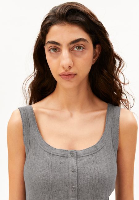 Débardeur pointelle en coton bio | gris "Pointelle top - silver melange" - Armedangels
