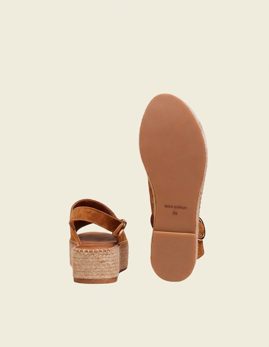 Espadrilles plateforme en cuir certifié | marron "espadrilles maya - suède ambre", Odaje ex M.Moustache, photo 4