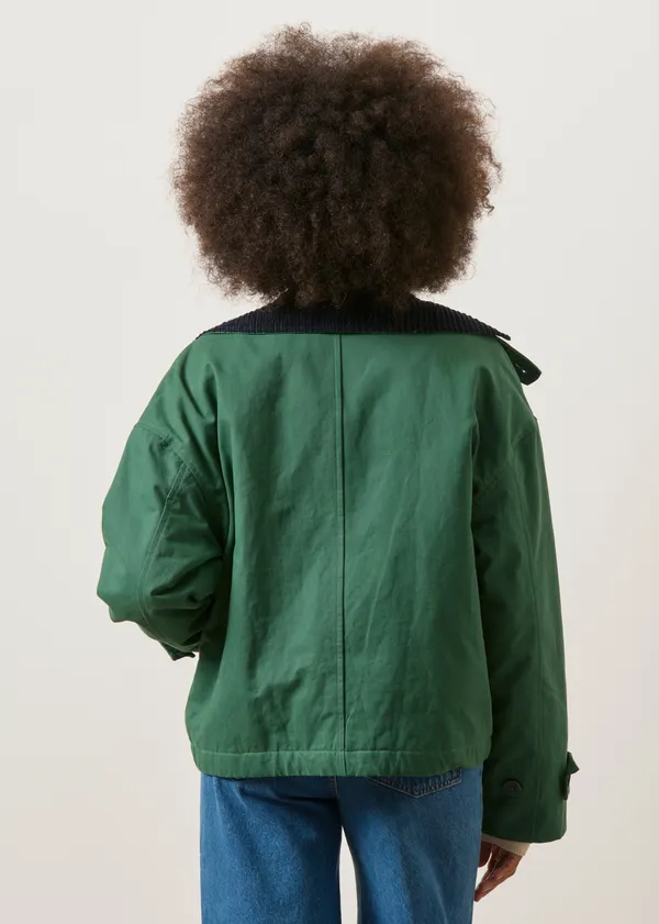 Veste en coton bio | vert "Dark green and navy norma jacket", Thinking Mu