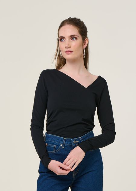 T-shirt manches longues en coton bio | noir "casma - black"