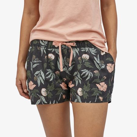 Short court imprimé fleuri en chanvre